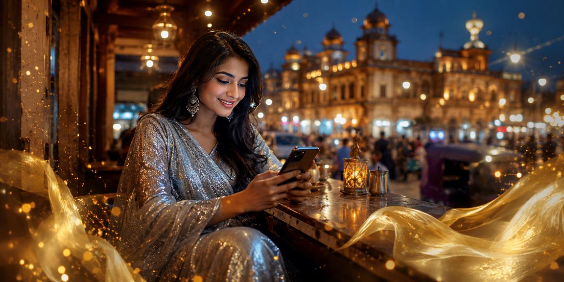 রাজশাহীতে শাড়ি পরিহিত ব্যবহারকারী মোবাইলে পেমেন্ট করছেন